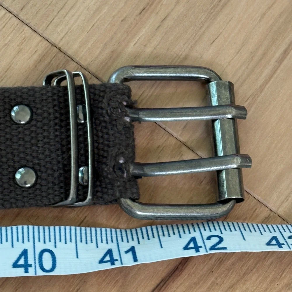 Canvas Double Grommet Belt Womens Olive Green Punk Skater Utility 42 Inch